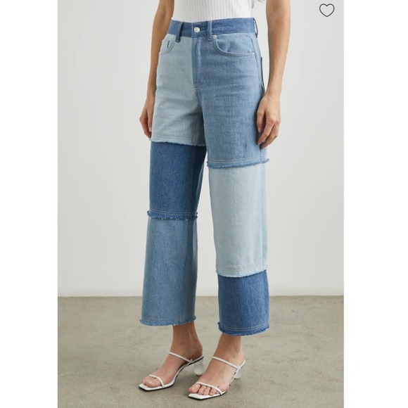 NEW RAILS The Getty Crop High Rise Wide Leg LIGHT INDIGO Patchwork Jean WOMEN 30